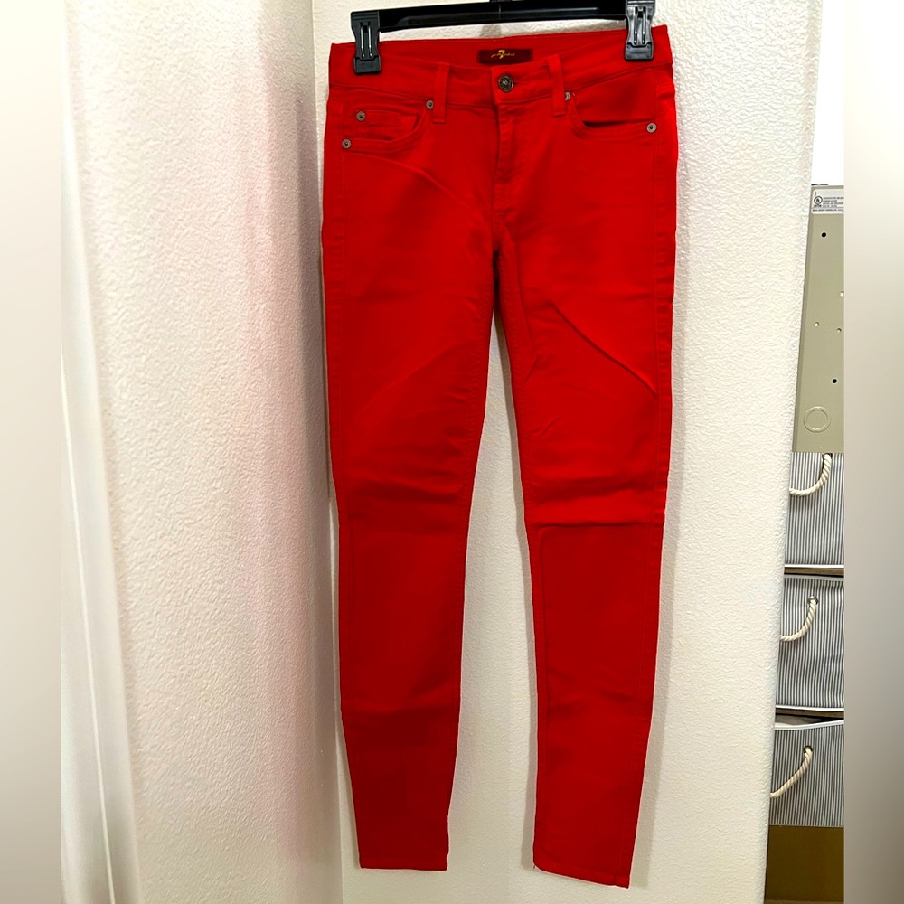 Seven For All Mankind Red Skinny Jeans Size 26